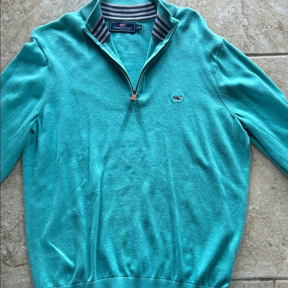 Vineyard Vines Men's Aqua Zip-Up Sweater